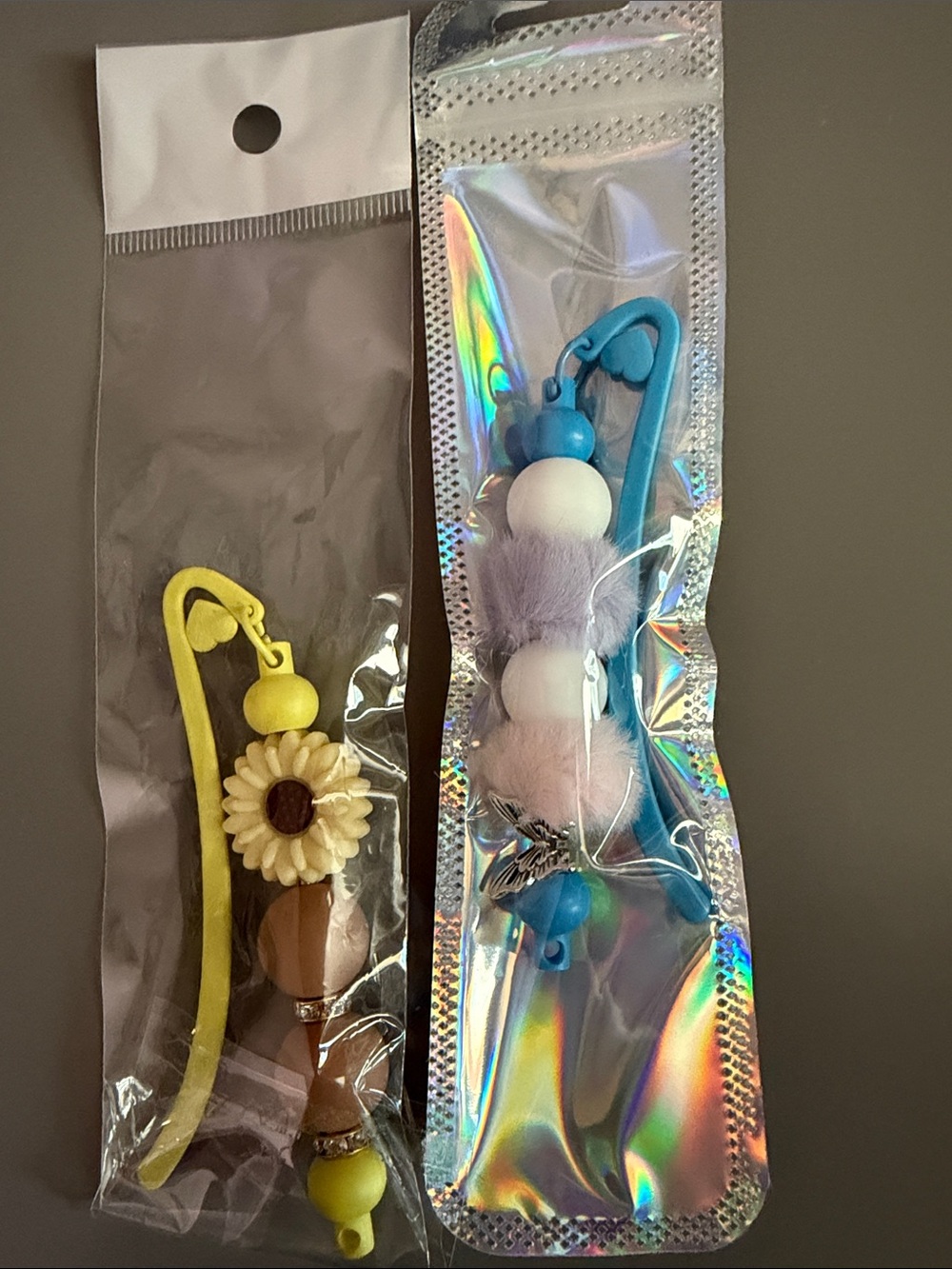 Sunflower Yellow and Pastel Blue Bookmark Charm Set